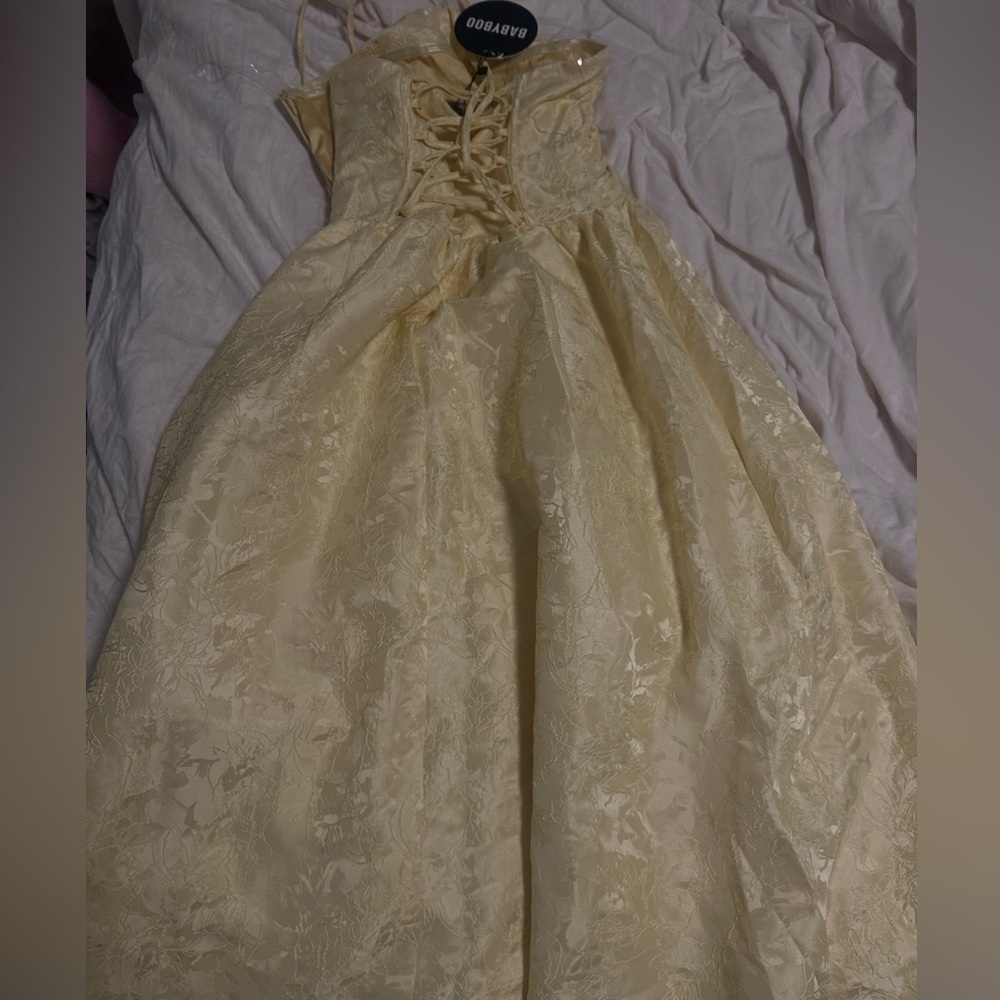 Chic Strapless Yellow Dress - Picture 3 of 3